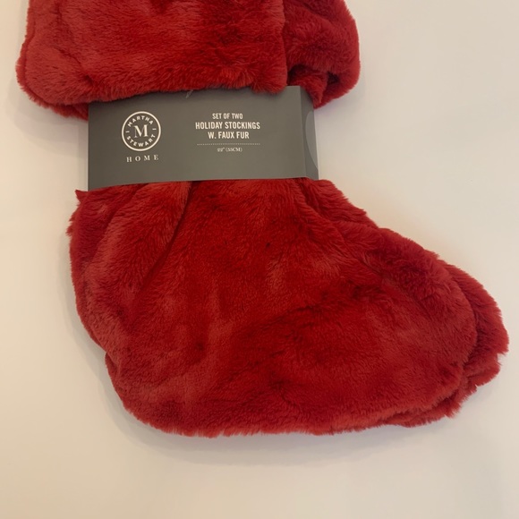 Martha Stewart Christmas Stockings Set of 2 Faux Fur Red...